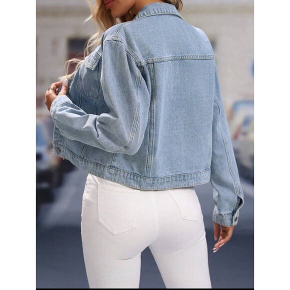 Classic denim jacket button up jean jacket black - Picture 5 of 6